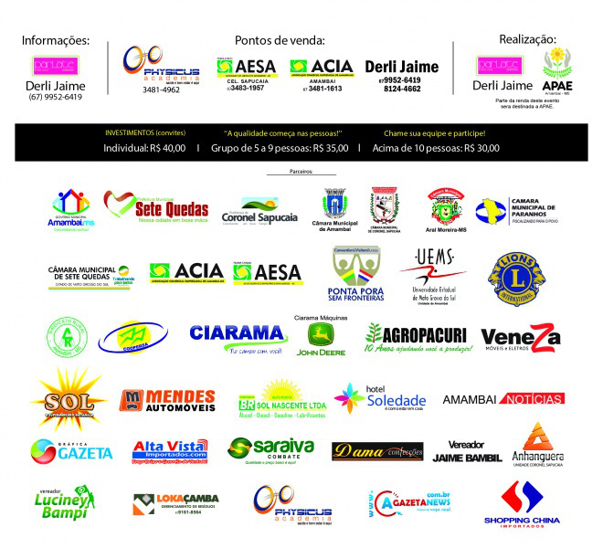 Apoiadores e patrocinadores do evento.