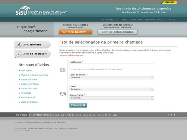 Lista de aprovados pode ser consultada no site (Foto: Reprodução)