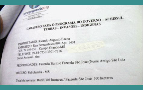 Fazendeiros querem R$ 1 bilhão para entregar terras aos índios no Estado Fazendeiros querem R$ 1 bilhão para entregar terras aos índios no Estado