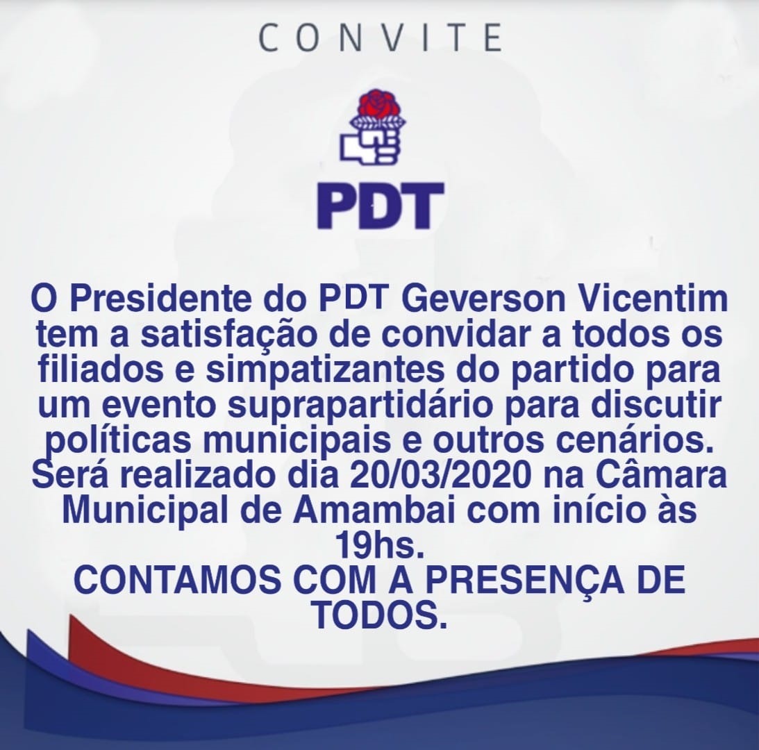 PDT de Amambai cancela encontro marcado para sexta, dia 20