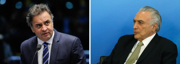 E/D- Senador Aécio Neves (PSDB/MG) e o presidente interino, Michel Temer (PMDB/SP) / Foto: Divulgação