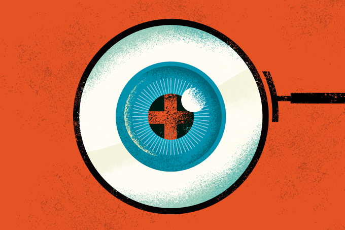 Brasileiros mostraram que o coronavírus pode afetar a retina dos pacientes. Ilustração: William Santiago/SAÚDE é Vital