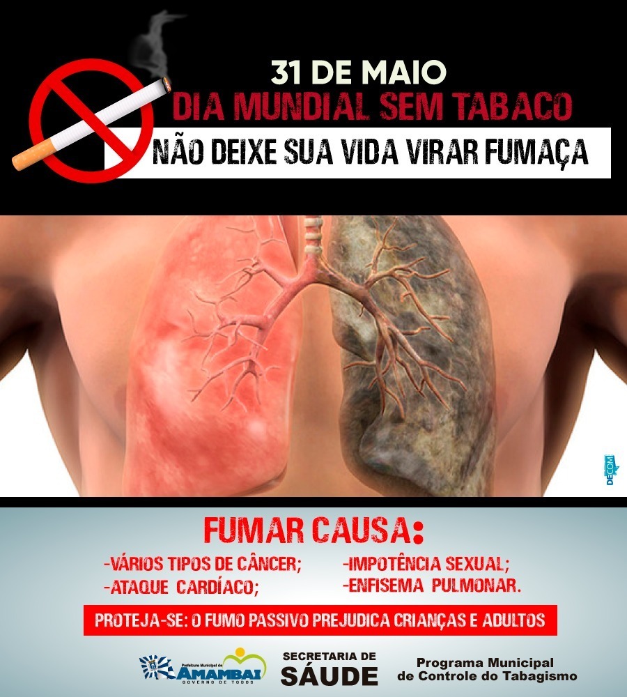 Ministério da Saúde alerta população no Dia Mundial sem Tabaco Ministério da Saúde alerta população no Dia Mundial sem Tabaco