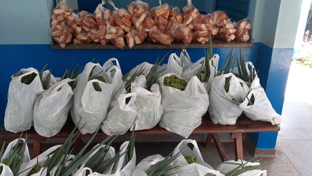 Junto com os kits foram distribuídos bilhetes contendo orientações para higienização dos produtos / Foto: Decom