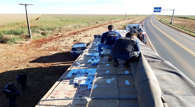 Em uma semana Polícia Militar Rodoviária apreende cerca 900 mil maços de cigarro Em uma semana Polícia Militar Rodoviária apreende cerca 900 mil maços de cigarro