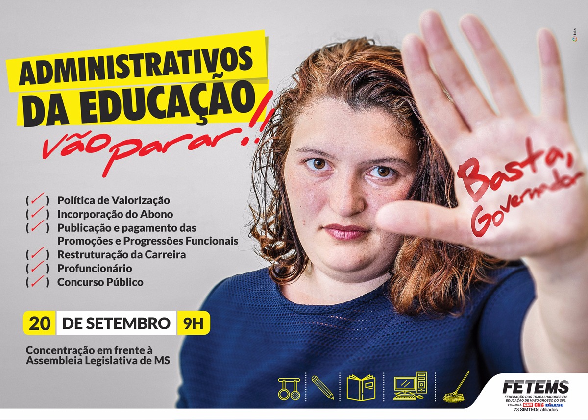 Administrativos da Educação vão parar!