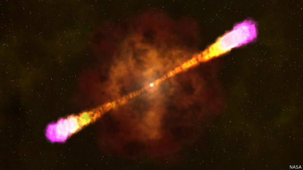 Explosão cósmica como esta espalha muita radiação pelo cosmo