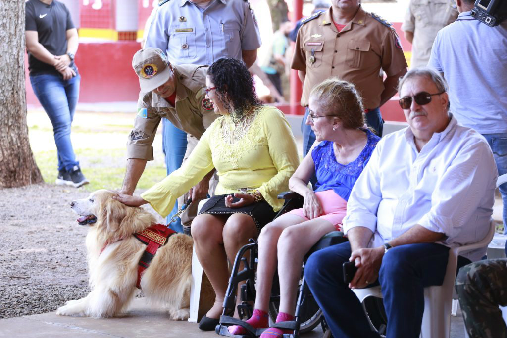 O Corpo de Bombeiros Militar de Mato Grosso do Sul também desenvolve o projeto social Cão Herói, Cão Amigo – Terapia com Cães.Foto: Divulgação 