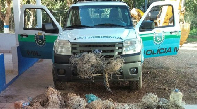 PMA apreende redes de pesca, espinhéis e quase 1000 anzóis de galho