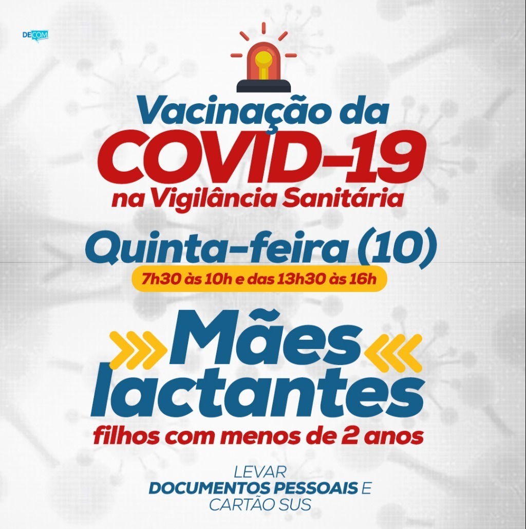Lactantes serão vacinadas nesta quinta-feira (10) em Amambai Arte: Decom