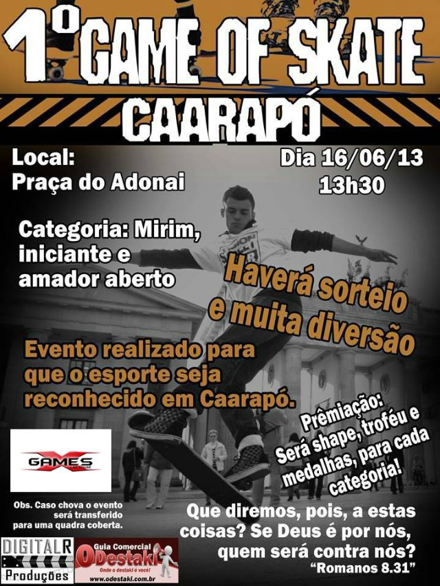 1º Game Of Skate será neste final de semana em Caarapó 1º Game Of Skate será neste final de semana em Caarapó