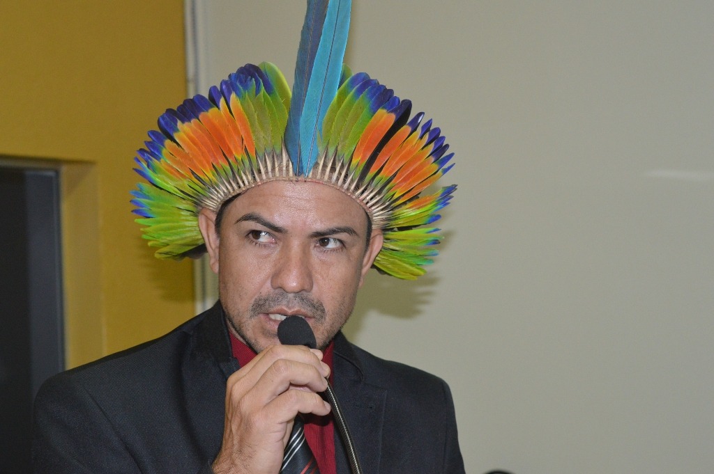 Vereador Ismael Guarani Kaiowá, representante das comunidades indígenas do município no poder legislativo / Foto: Moreira Produções