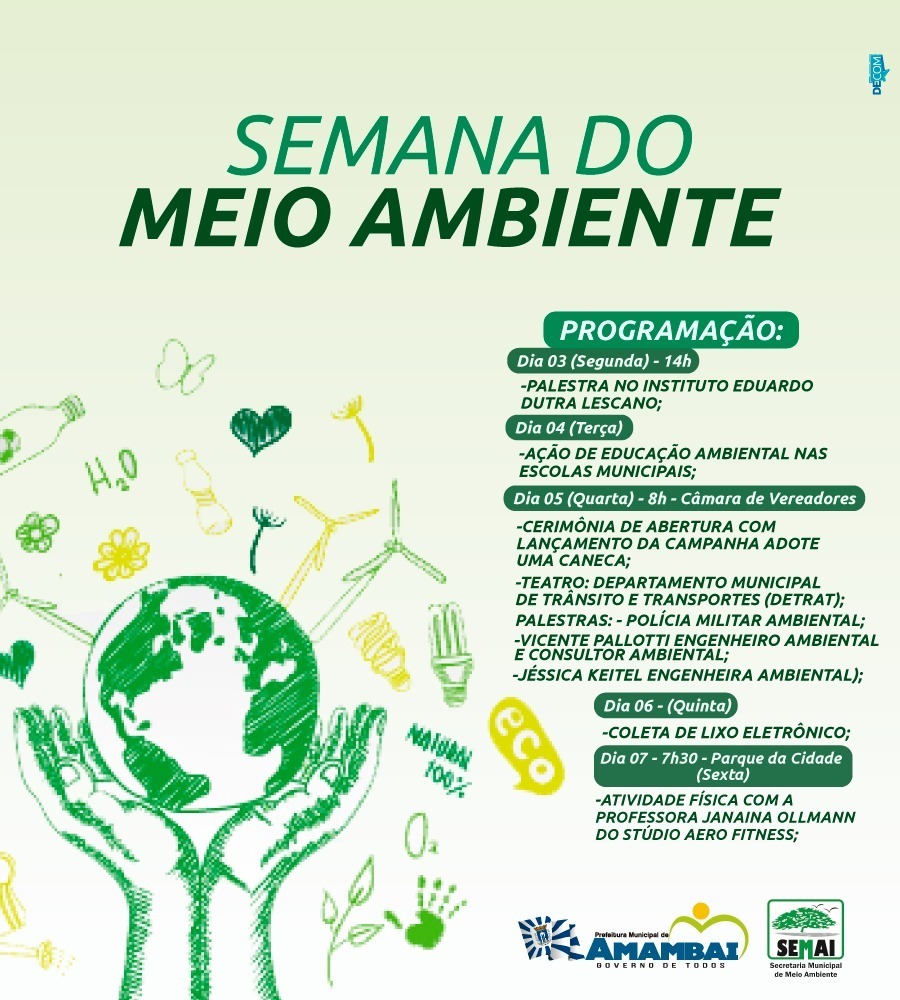 Prefeitura realiza programação em comemoração a Semana do Meio Ambiente