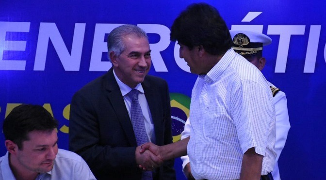 Com Evo Morales, Reinaldo Azambuja alinha projeto da Ferrovia TransAmericana Foto: Governo da Bolivia