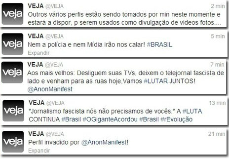 Anonymous invade perfil da Veja e chama manifestação