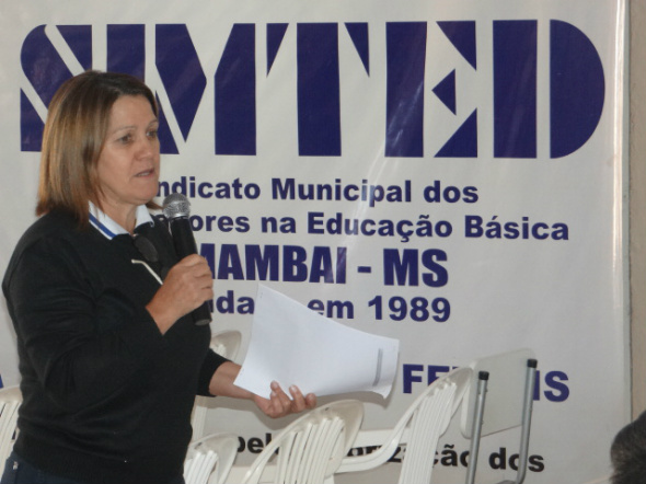 Presidente do Simted de Amambai, professora Olga Tobias MarianoFoto: Assessoria