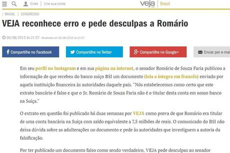 Veja admitiu que reportagem baseou-se em extrato falso. / Foto: Divulgação