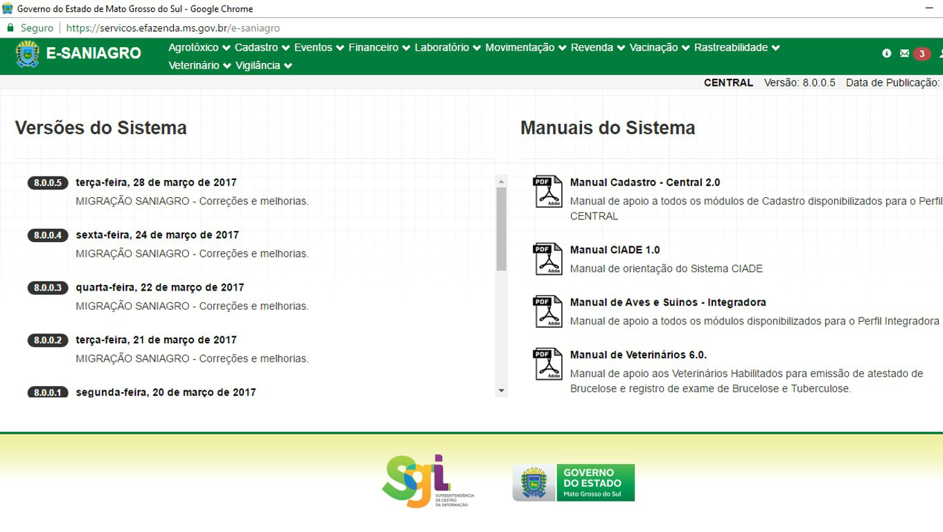 Sistema e-Saniagro disponibiliza controle para a sanidade animal em MS Foto: Divulgação