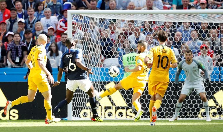 Copa 2018:França e Austrália. Paul Pogba, da França, marca seu segundo gol. - Toru Hanai/Reuters