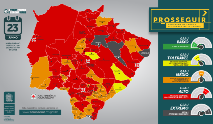 Mapa do programa Prosseguir foi atualizado nesta quarta-feira (23) / Foto: Reprodução