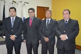 E/D- Membros da mesa diretora do legislativo, vereadores Humberto(2º secretário), Fischer (1º secretário), Darci (vice) e Dilmar Bervian (presidente). Foto: Moreira Produções