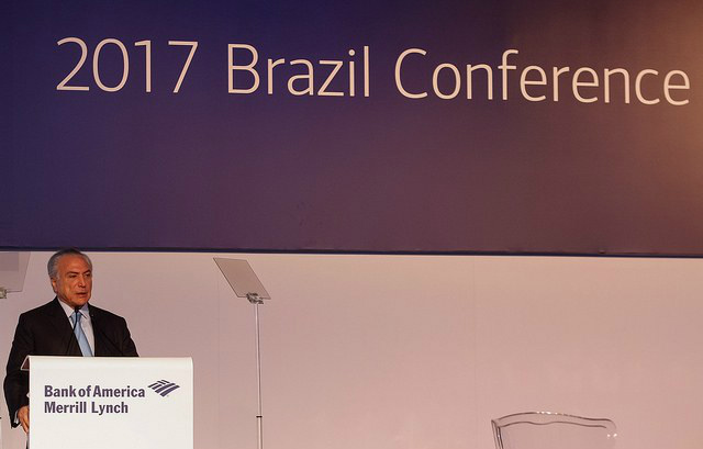 Temer alerta para “paralisação” do Brasil sem reforma da Previdência Presidente da República, Michel Temer, durante o 10° Brazil Conference do Bank of America Merril LynchFoto: Divulgação
