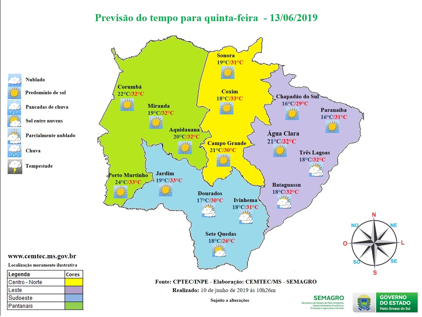 Quinta-feira será de céu claro e calor em MS Quinta-feira será de céu claro e calor em MS