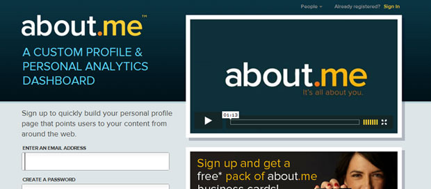 About.me - Sua presença online em um só site. (Foto: Reprodução)