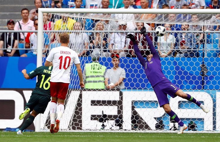 Copa 2018, Dinamarca e Austrália, gol REUTERS/Michael Dalder - Michael Dalder/Reuters
