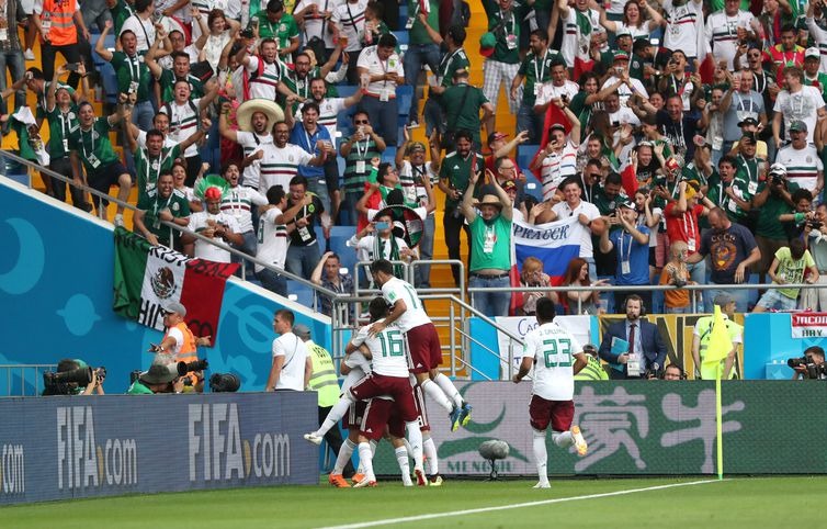 México vence a Coreia por 2 a 1 e chega a seis pontos no Grupo F Copa 2018, México e Coréia, Gol México REUTERS/Marko Djurica - Marko Djurica/Reuters