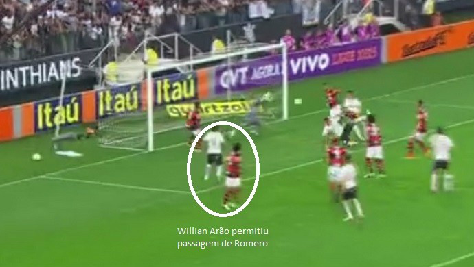Romero escapou da marcação de Willian Arão para abrir o placar. Gol desestabilizou o Flamengo