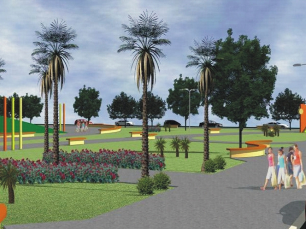 Nos 62 anos, Caarapó ganha nova praça Perspectiva da Praça da Vila Planalto, cujas obras estão em fase final.