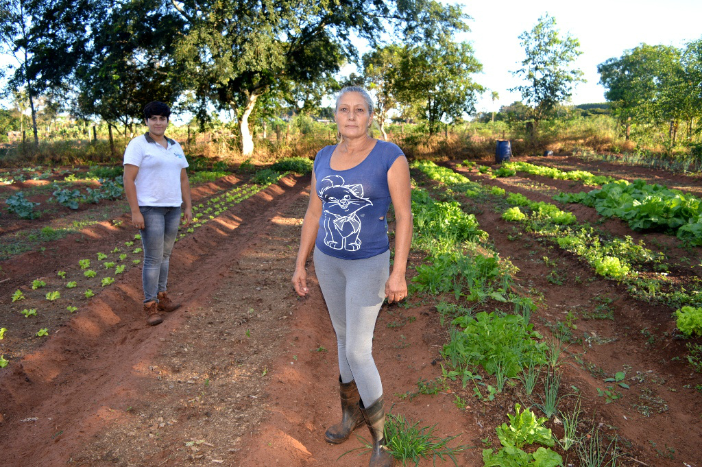 Zeila Moreira e sua filha Caroline trabalham na propriedade rural da família, uma área de 1 alqueire, 2,5 hectares destinados à agricultura familiar. Ela é presidente da Assafam (Associação da Agricultura Familiar de Amambai).