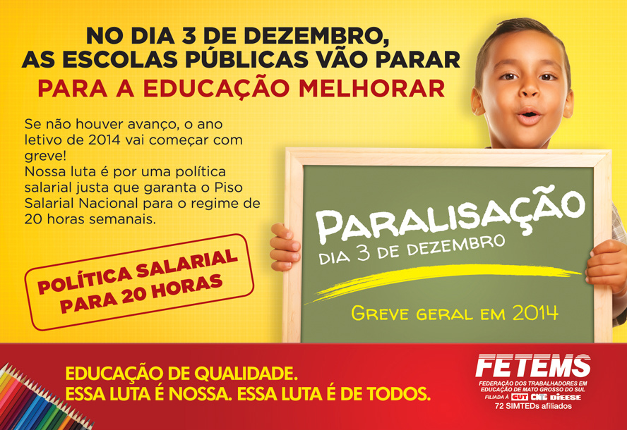 A proposta defendida pela entidade prevê a instituição do Piso por 20 horas semanais, em um prazo de três anos.