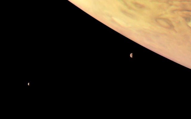 Veja a incrível foto de júpiter, io e Europa feita pela sonda Juno