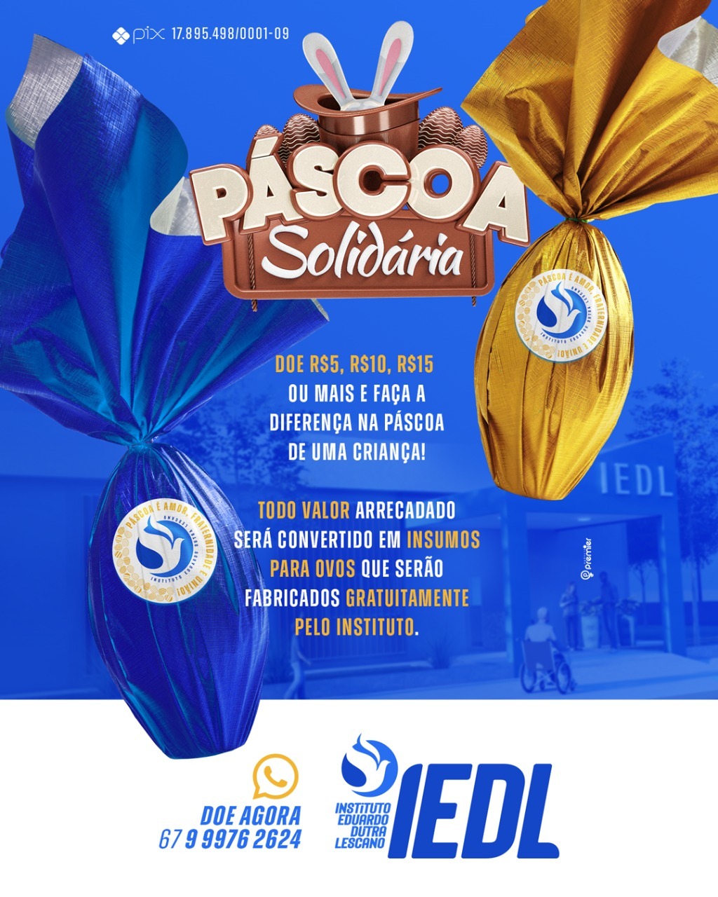 Instituto Eduardo Dutra Lescano realiza "Páscoa Solidária" e precisa de doações Foto: Divulgação