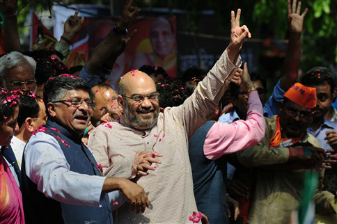 Amit Shah e Ravi Shankar Prasad do partido Bharatiya Janata (BJP)