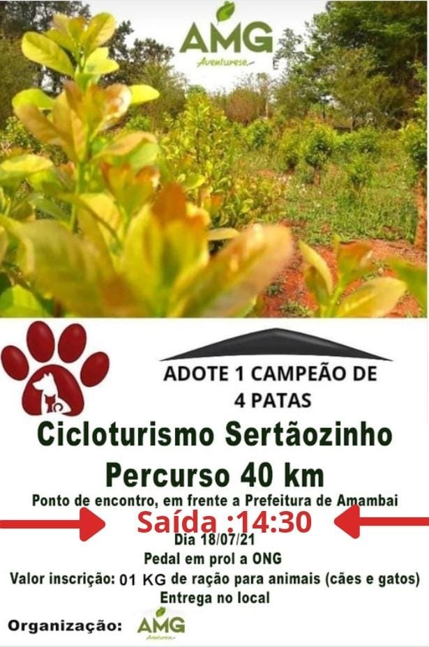 AMG Aventurese realiza pedalada em prol da ONG protetora de animais de Amambai AMG Aventurese realiza pedalada em prol da ONG protetora de animais de Amambai
