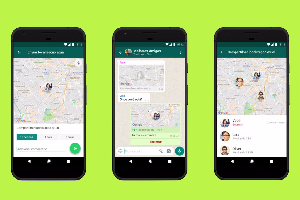 Como a nova função vai aparecer no seu celular! (Whatsapp//O WhatsApp agora mostra para seus amigos onde você está/Divulgação)