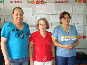Luiz Peixoto, Silvia e Algemira, da gestão da escola Felipe de Brum.