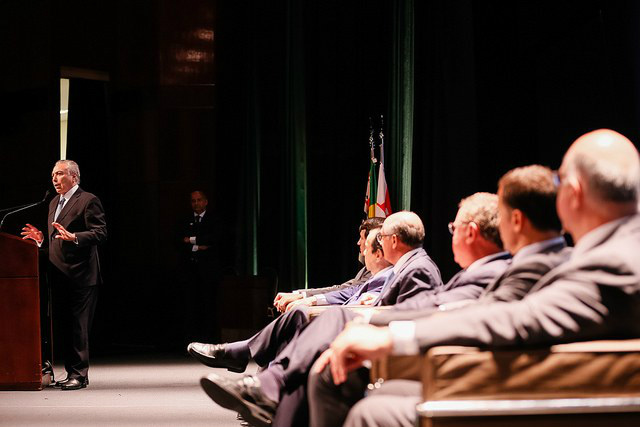 Presidente durante discurso no lançamento do Agro+ São Paulo. Ele falou em desburocratizar para ganhar eficiênciaFoto: Divulgação