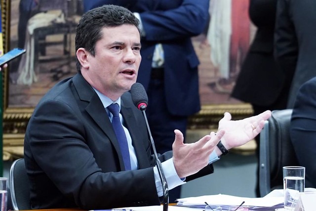 Sérgio Moro não negou exatamente a autoria das mensagens publicadas pelo Intercept, acrescentando que elas “podem ter sido alteradas” / Foto: Pablo Valadares/Câmara dos Deputados