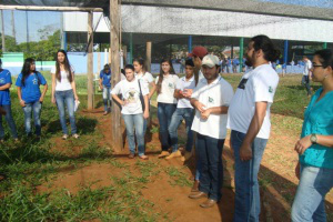Alunos do curso de técnico agropecuário orientaram implantação de horta na escola Felipe de Brum.