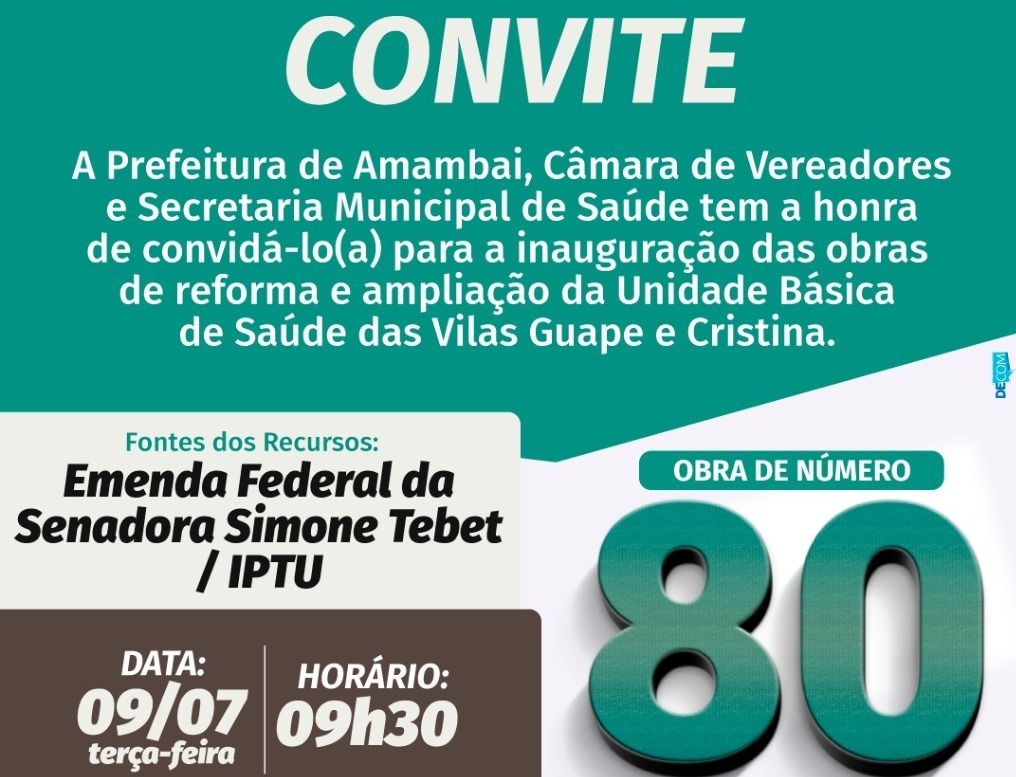 Prefeito de Amambai inaugura nesta segunda-feira postos de saúde