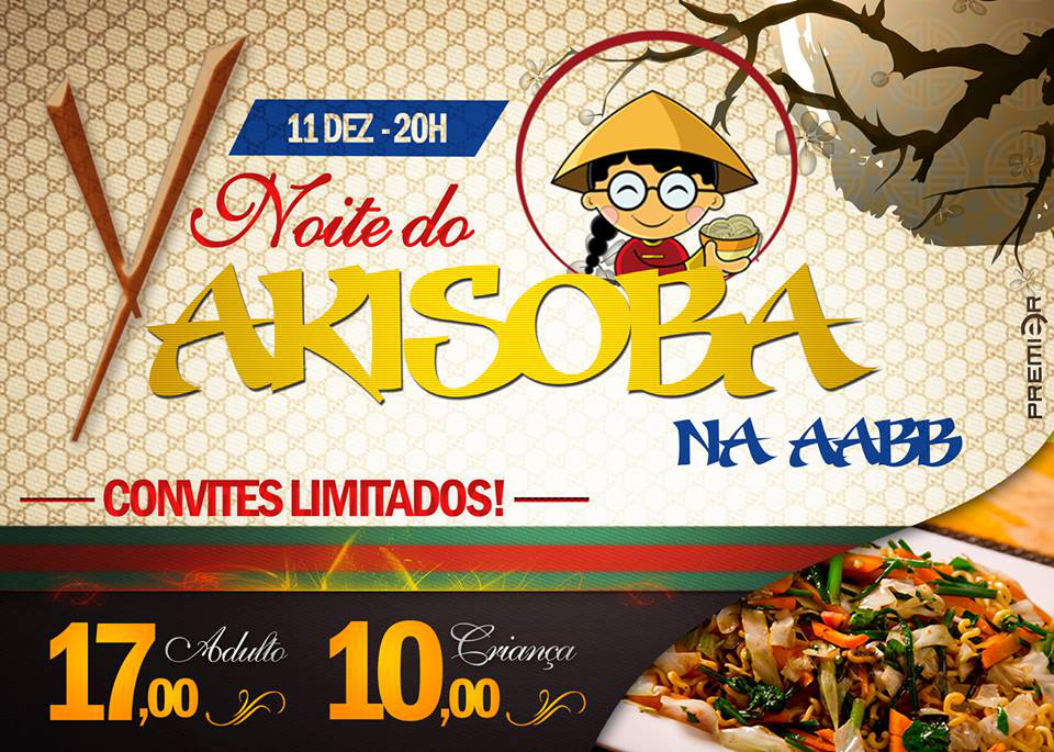 AABB realiza Noite do Yakisoba nesta quarta-feira (11) Os ingressos estão sendo vendidos também no Banco do Brasil.