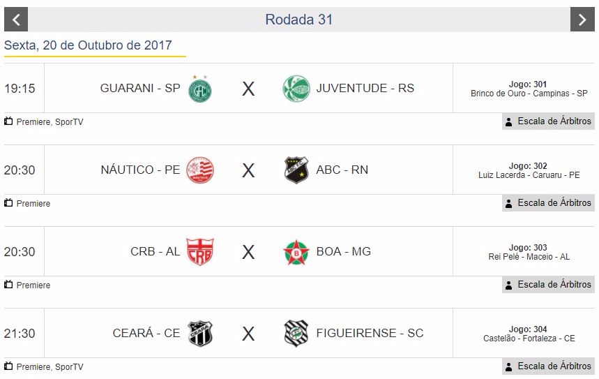 Jogos de hoje (20) – Brasileiro Série B – 31ª rodada Jogos de hoje (20) – Brasileiro Série B – 31ª rodada