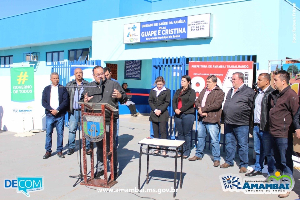 Prefeito de Amambai, Dr. Bandeira, durante inauguração das obras na unidade de saúde 