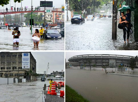 Pelo menos duas pessoas morreram e mais de 2 mil famílias ficaram desabrigadas em consequência do temporal das últimas 24 horas que atingiu o município do Rio e a Baixada Fluminense