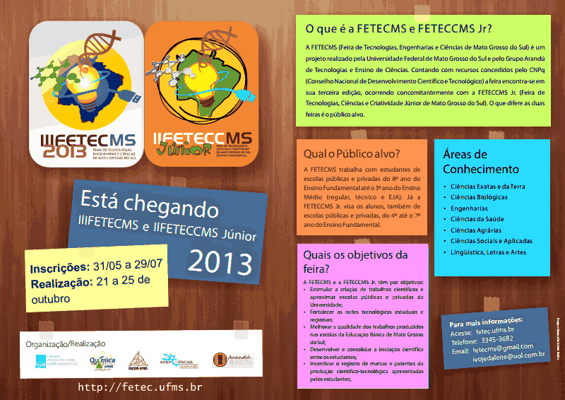 Inscrições para o III Fetec MS podem ser realizadas até o dia 29