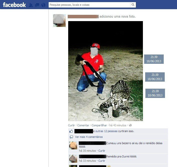 PMA autua em R$ 10 mil jovem que posta foto de caça de onça-pintada